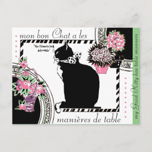 "KATTUNGE HAS BORD MANNERS" VINTAGE GARDEN PARTY VYKORT