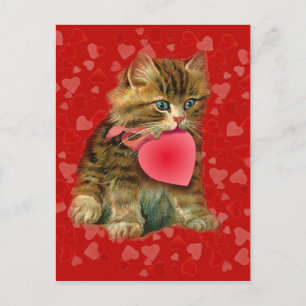 KATTUNGE, & HEARTS by SHARON SHARPE Vykort