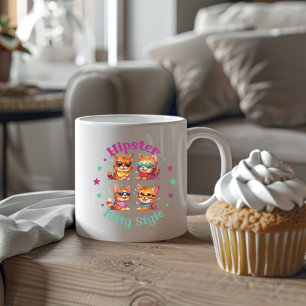 Kattunge Hipster Stil Kaffemugg