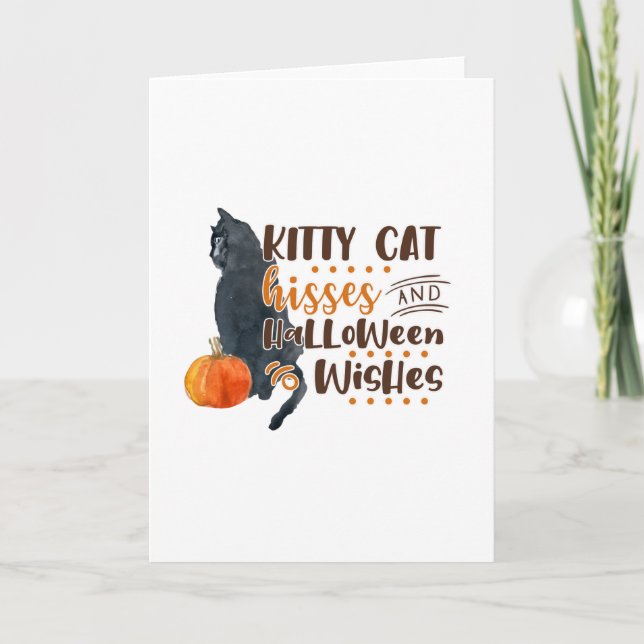 Kattunge Hisses och Halloween Önskemål design Kort (Framsida)