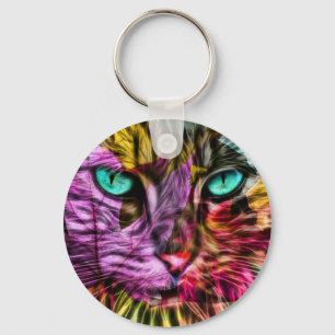 Kattunge Höst löv färgbildartsdesign Nyckelring