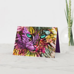 Kattunge Höst löv färgbildartsdesign Tack Kort