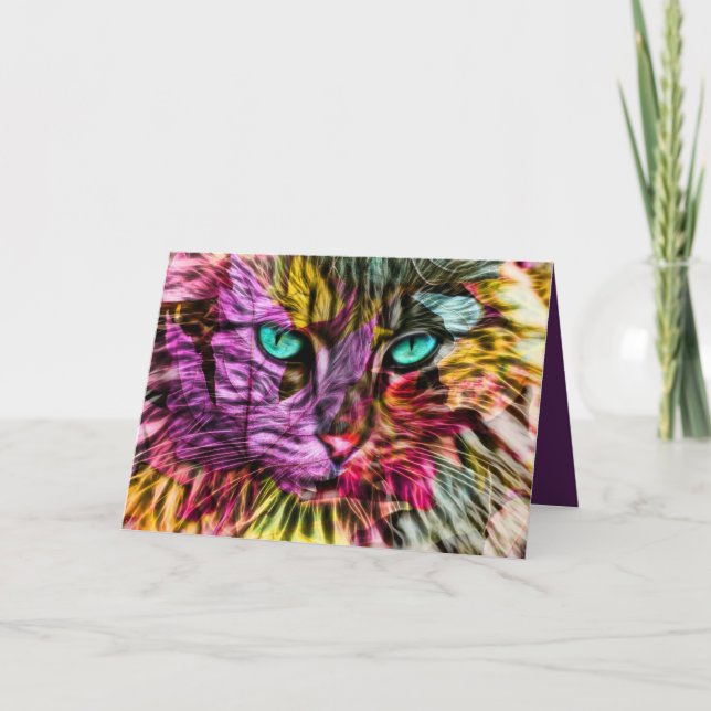 Kattunge Höst löv färgbildartsdesign Tack Kort (Framsida)