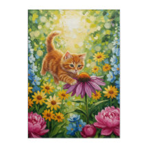 Kattunge i blomman