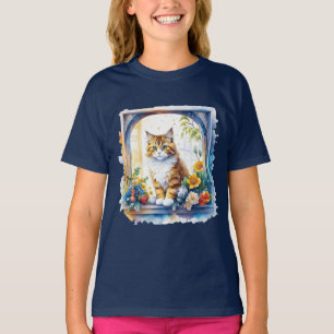 Kattunge i blomsterfönstret t shirt