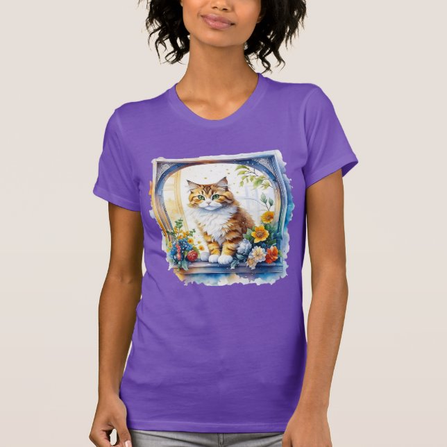 Kattunge i blomsterfönstret t shirt (Framsida)