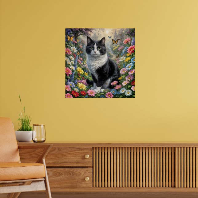 Kattunge i blomsterträdgården poster (Vardagsrum 2)