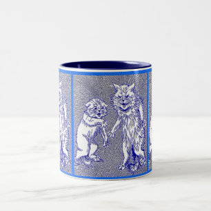 Kattunge i Blue av Louis Wain Två-Tonad Mugg