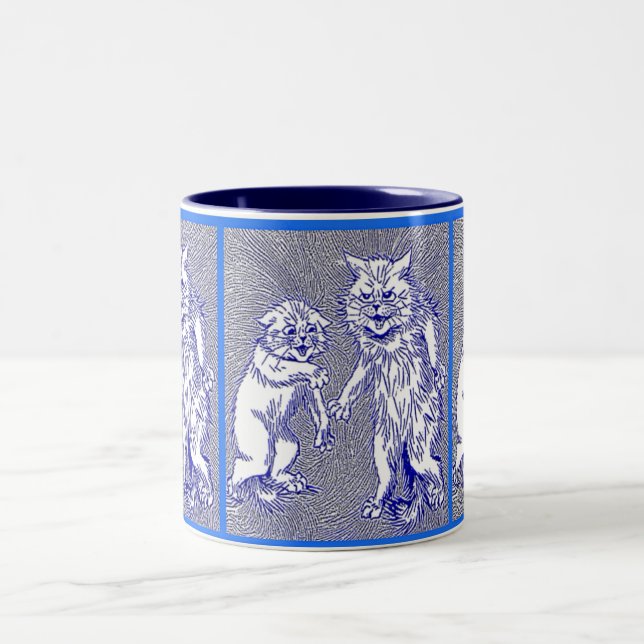 Kattunge i Blue av Louis Wain Två-Tonad Mugg (Center)