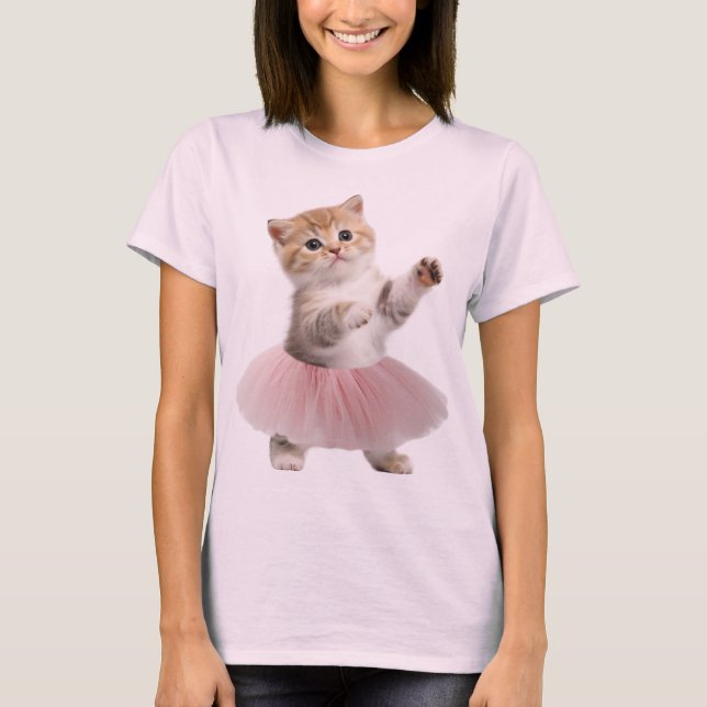 Kattunge i en tutucute som dansar Ballerina Cat T Shirt (Framsida)
