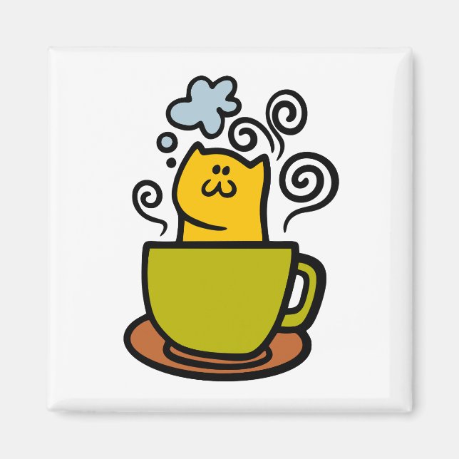 Kattunge i ett kaffe kopp magnet (Framsidan)