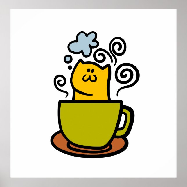 Kattunge i ett kaffe kopp poster (Framsidan)