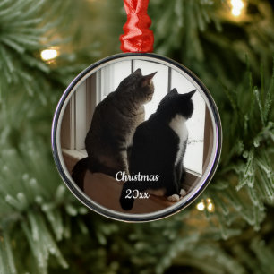 Kattunge i fönstret julgransprydnad metall