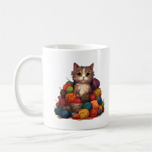 Kattunge i garnpil av trikå mugg