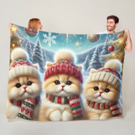 Kattunge i juldekretet och Snö Fleecefilt