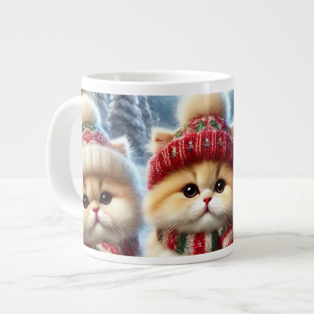 Kattunge i juldekretet och Snö Jumbo Mugg (Framsida vänster)