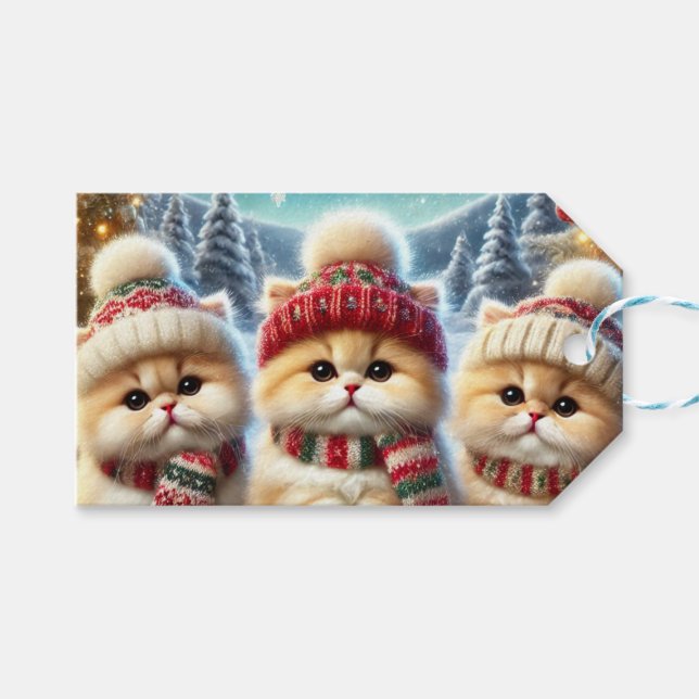 Kattunge i juldekretet och Snö Presentetikett (Framsidan (Horisontell))