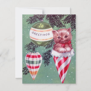 Kattunge i julgran julkort