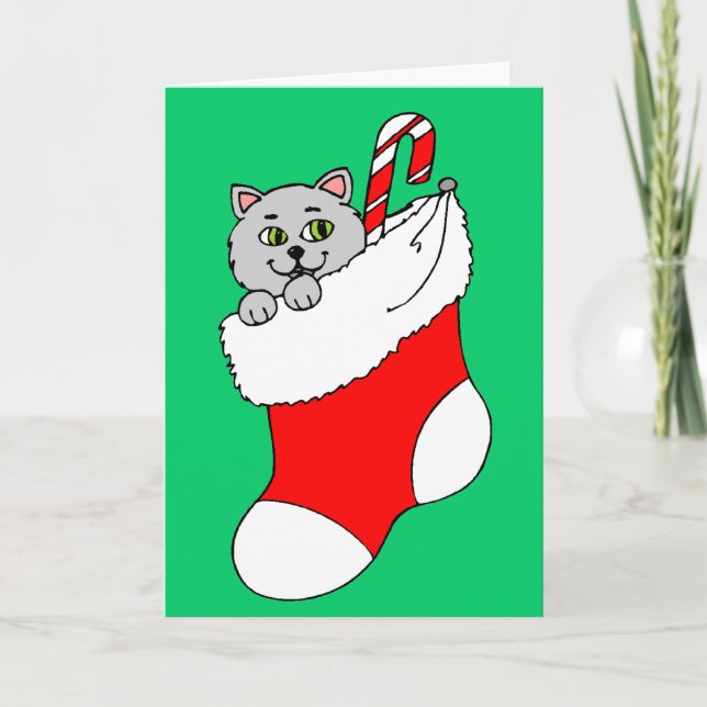 Kattunge i julklapp helgkort (Framsida)