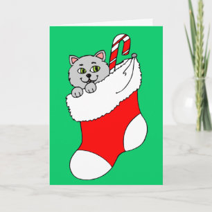 Kattunge i julklapp helgkort