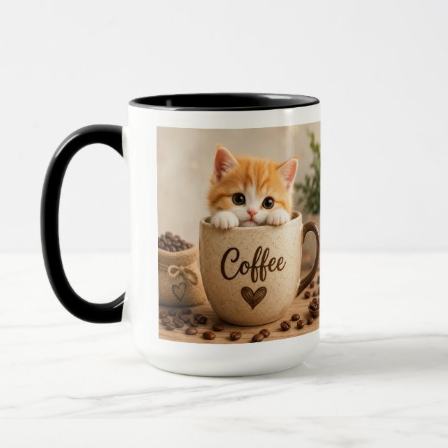 Kattunge i kaffekopp charm (Vänster)