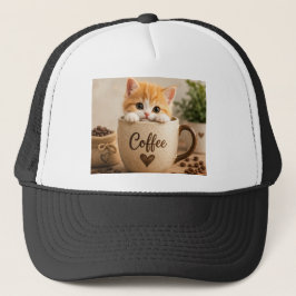 Kattunge i kaffekopp charm keps