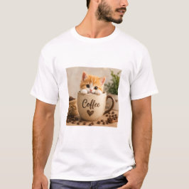 Kattunge i kaffekopp charm t shirt