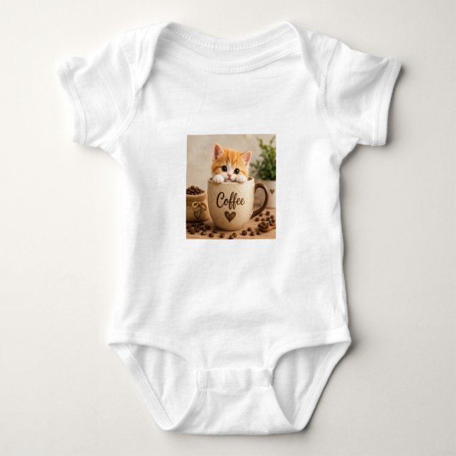 Kattunge i kaffekopp charm t shirt (Framsida)