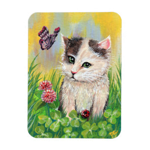 Kattunge i Klöver Patch Magnet