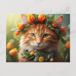 Kattunge i Orange Blooms Vykort