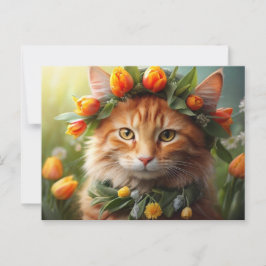 Kattunge i Orange Blooms Vykort