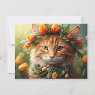 Kattunge i Orange Blooms Vykort