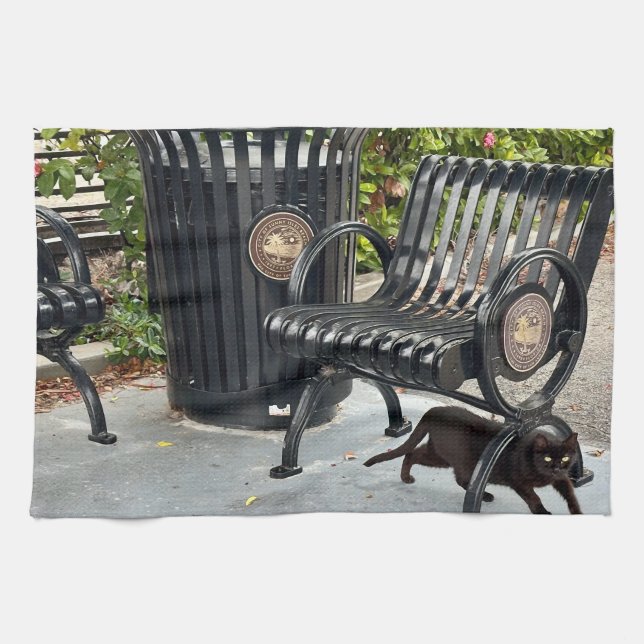 Kattunge i parken kökshandduk (Horisontell)