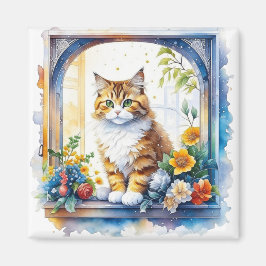 Kattunge i Personligen Blommor Magnet