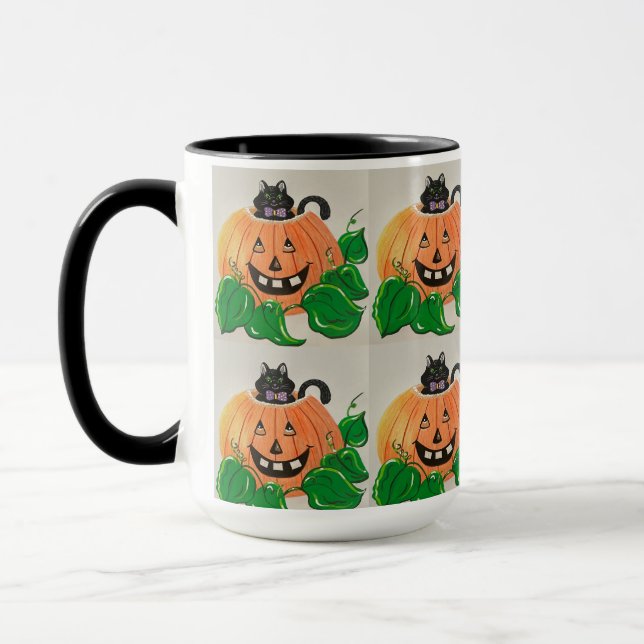 Kattunge i Pumpkin Godisskål Mugg (Vänster)