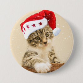 Kattunge i Santa Hat Button Knapp