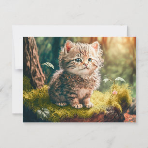 KATTUNGE i SKOGEN Vykort