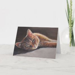 Kattunge i skuggar kortet för kattkonsthälsningen kort