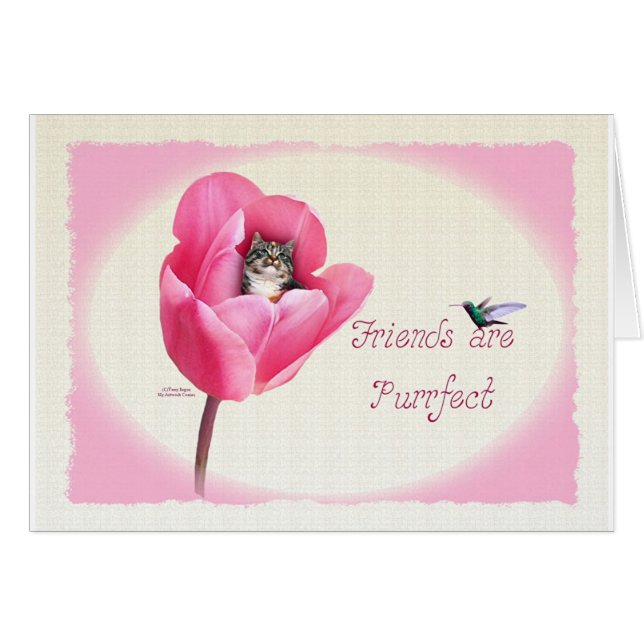 Kattunge i tulpan hälsningskort (Framsidan Horizontal)