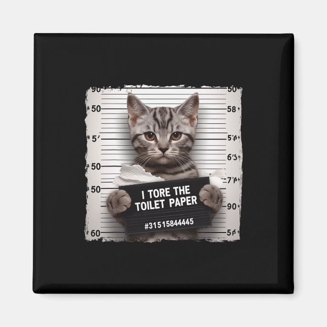 Kattunge Jail Photo I förstörde Toilet Pappert Dål Magnet (Framsidan)