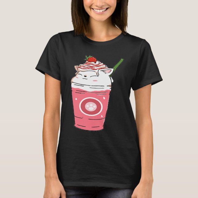 Kattunge Jordgubbssmoothie T Shirt (Framsida)