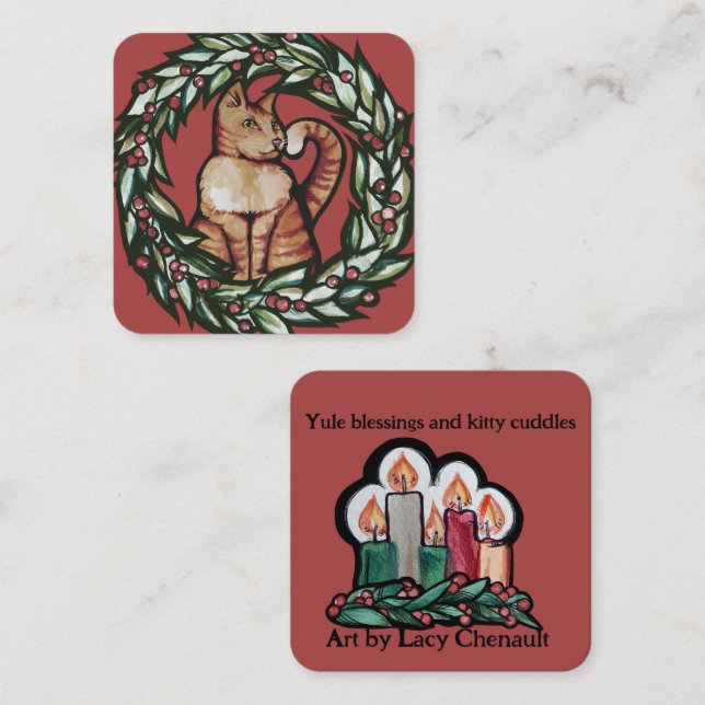 Kattunge jul anteckningskort (Fram/baksida)