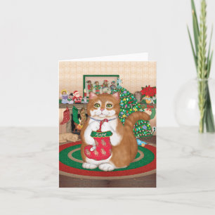 Kattunge jul Stocking Greeting Card Kort