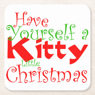 Kattunge-julens Helgdag Pet Papper Underlägg Kvadrat