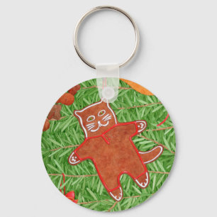 Kattunge Julgran Round Aluminium Keychain Nyckelring