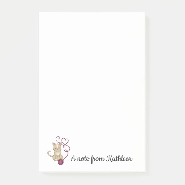 Kattunge Kärlek | Anpassa text | Garn Post-it Block (Framsida)