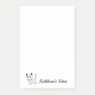 Kattunge Kärlek Anpassa text Vit Katt Post-it Block