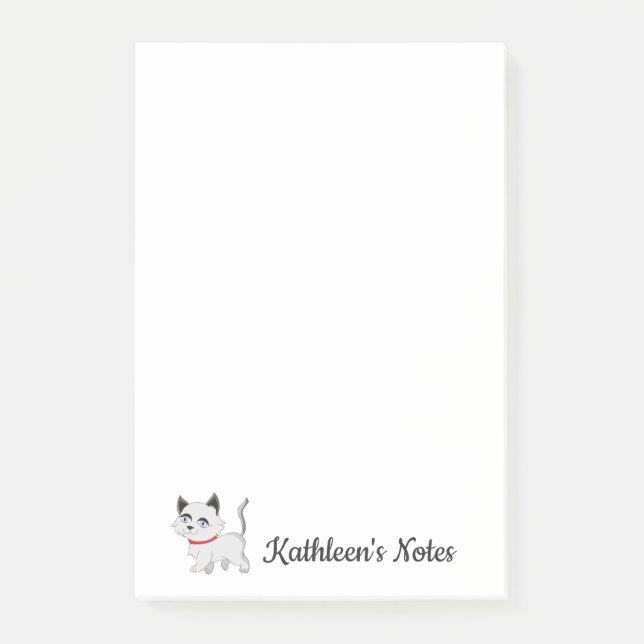 Kattunge Kärlek | Anpassa text | Vit Katt Post-it Block (Framsida)