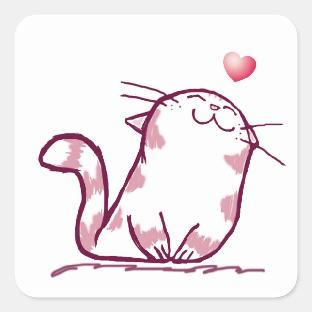 Kattunge Kärlek Fyrkantigt Klistermärke (Framsida)