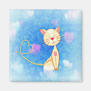 Kattunge Kärlek Hearts Blue Magnet